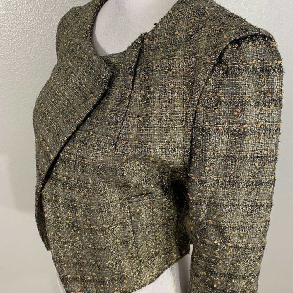 Xoxo metallic gold black tweed crop blazer Large L - Picture 6 of 13